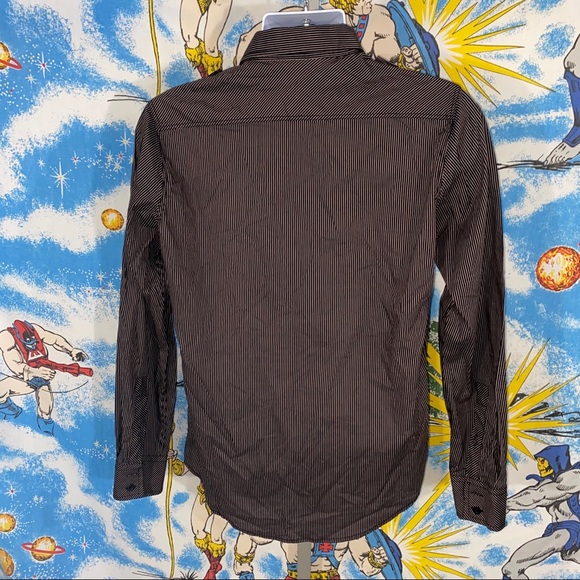 Black Men’s Striped Button Shirt small Buckle - Picture 5 of 10